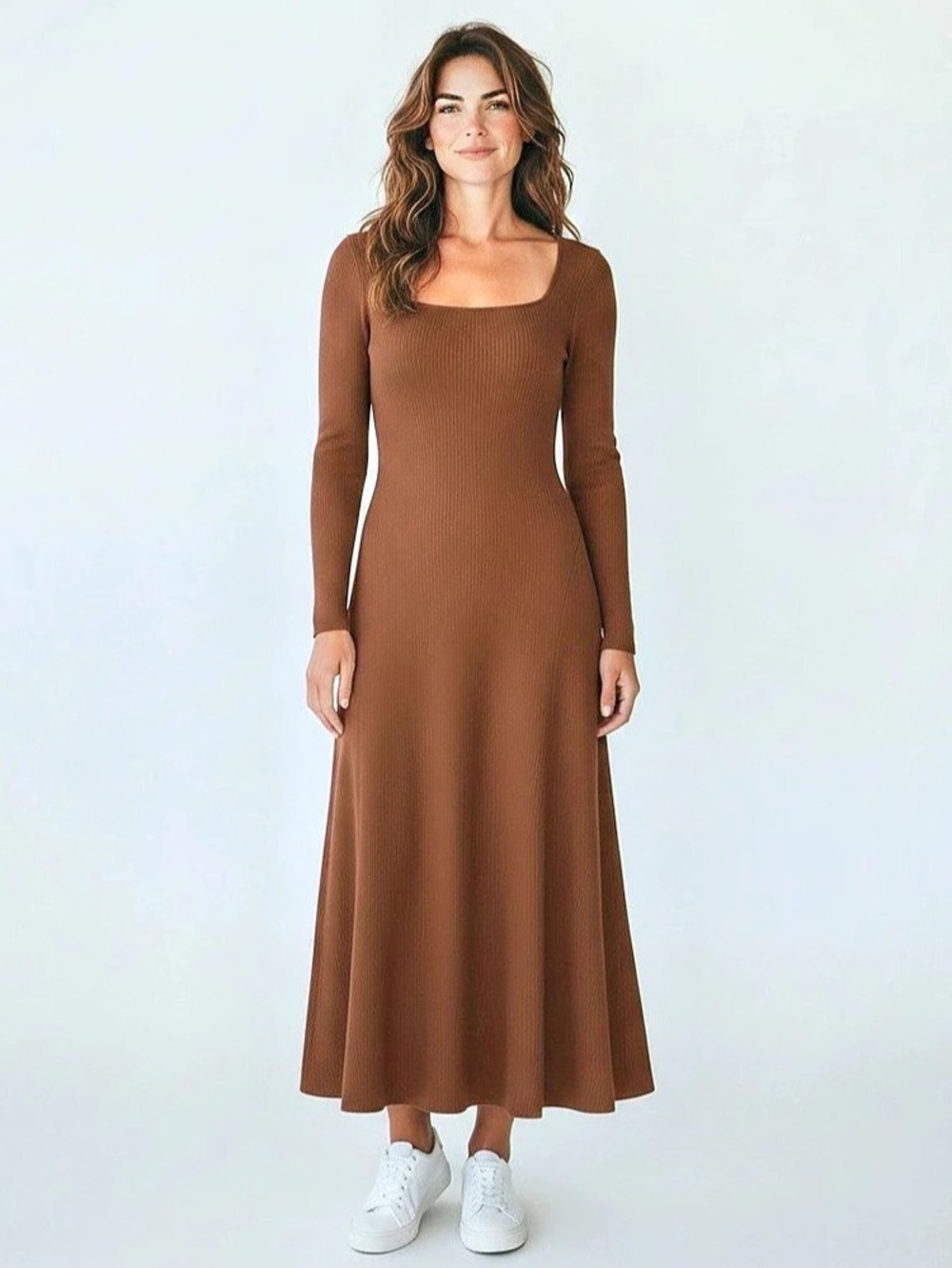 Maison the Label Ribbed Maxi Dress in Chocolate Brown Large NWT